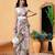 Grey printed cotton blend ethnic saree with blouse piece
