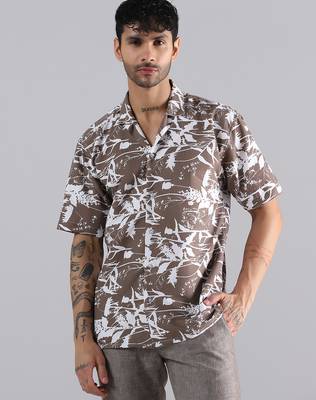 Brown nature burst print shirt 1