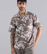 Brown nature burst print shirt