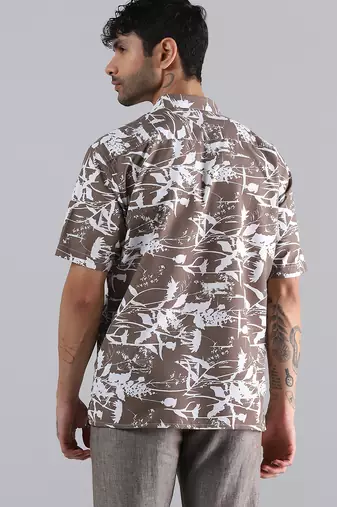 Brown nature burst print shirt