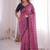 Stunning pink viscose rangoli silk saree with black embroidery and mirror work