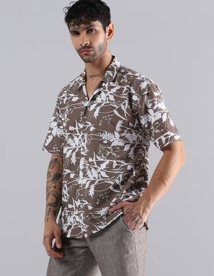 Brown nature burst print shirt 3