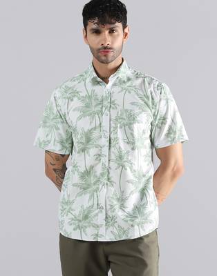 Palm paradise print half sleeve shirt 1
