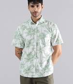 Palm paradise print half sleeve shirt