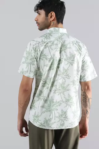 Palm paradise print half sleeve shirt