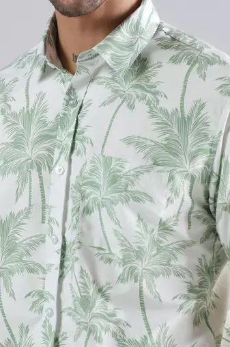 Palm paradise print half sleeve shirt