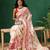Off white printed art silk ethnic saree with blouse piece