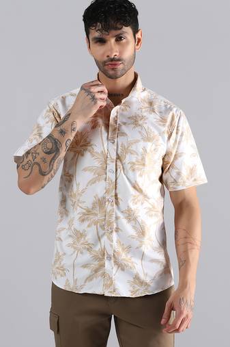 Desert palm print half sleeves shirt