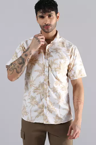 Desert palm print half sleeves shirt