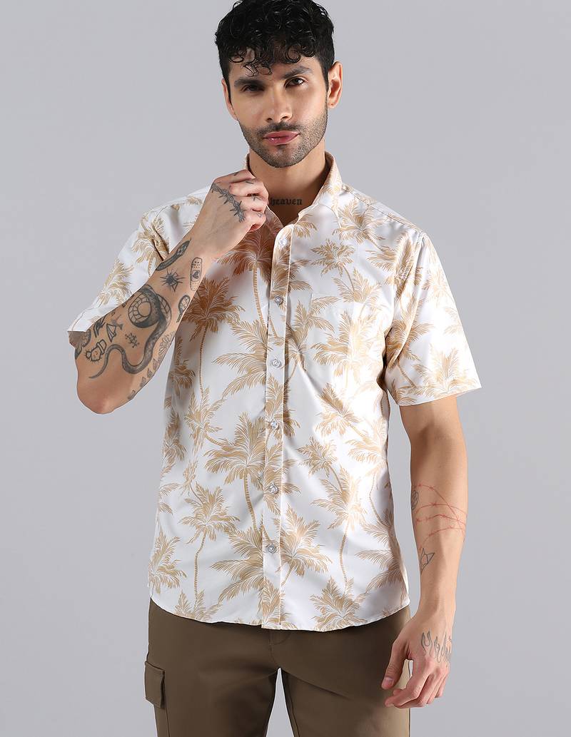 Desert palm print half sleeves shirt