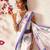White printed satin party wear saree with blouse piece