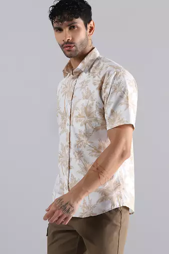 Desert palm print half sleeves shirt