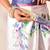 White printed satin party wear saree with blouse piece