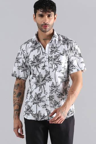 White hawaiian printed shirt