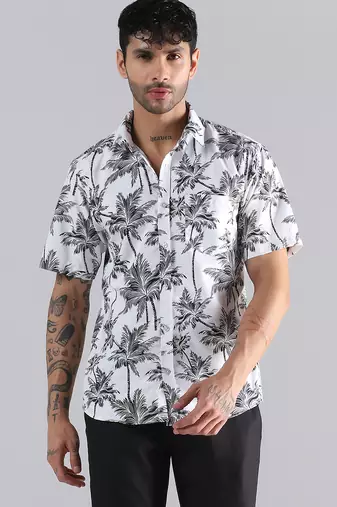 White hawaiian printed shirt