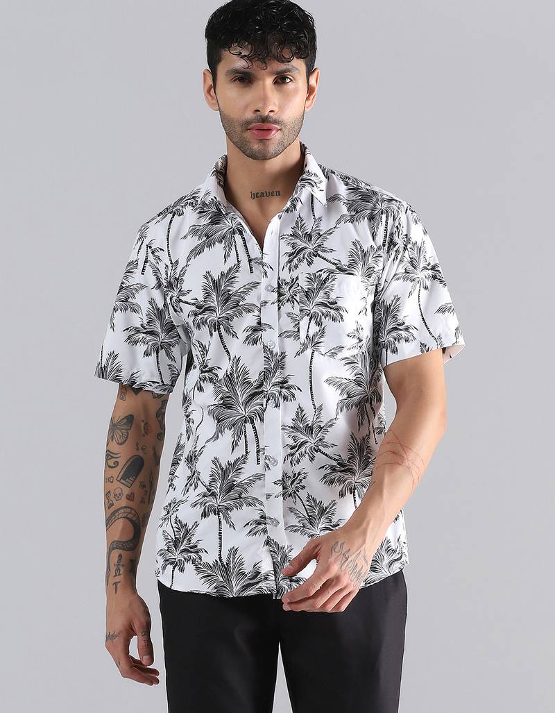 White hawaiian printed shirt