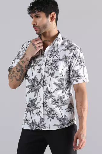 White hawaiian printed shirt