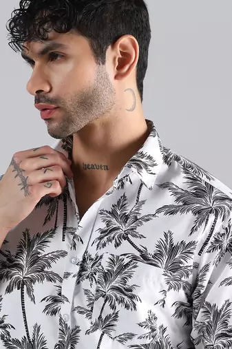 White hawaiian printed shirt