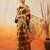 Mustard printed cotton blend ethnic saree with blouse piece