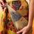 Mustard printed cotton blend ethnic saree with blouse piece