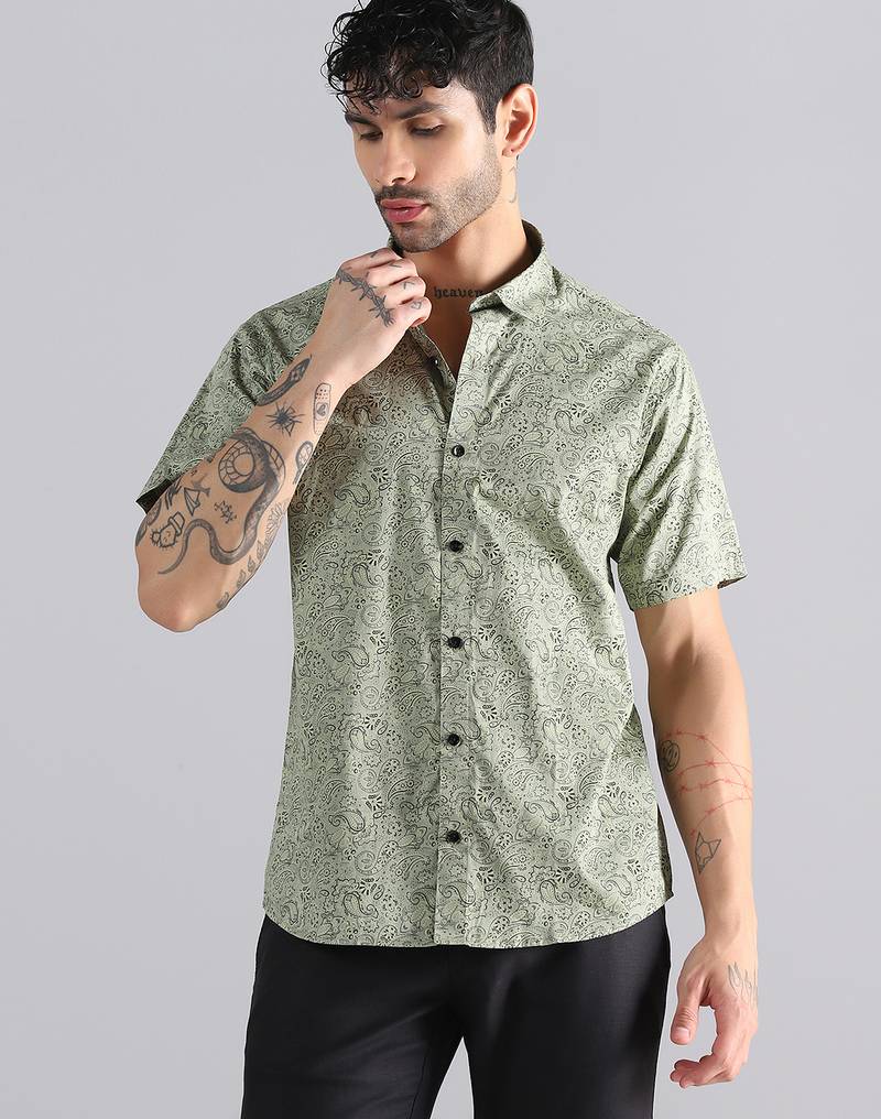 Light green paisley shirt