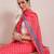 Pink printed cotton blend ethnic saree with blouse piece