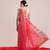 Pink printed cotton blend ethnic saree with blouse piece