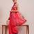 Pink printed cotton blend ethnic saree with blouse piece