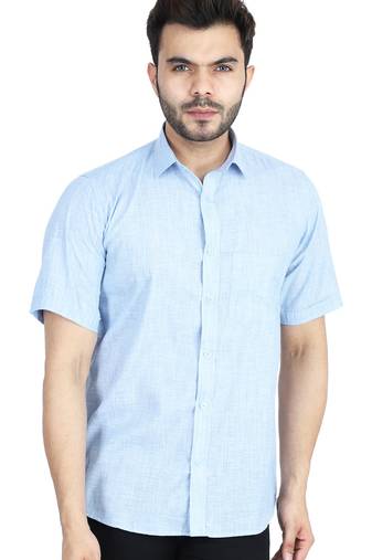 Blue half sleeves casual shirt