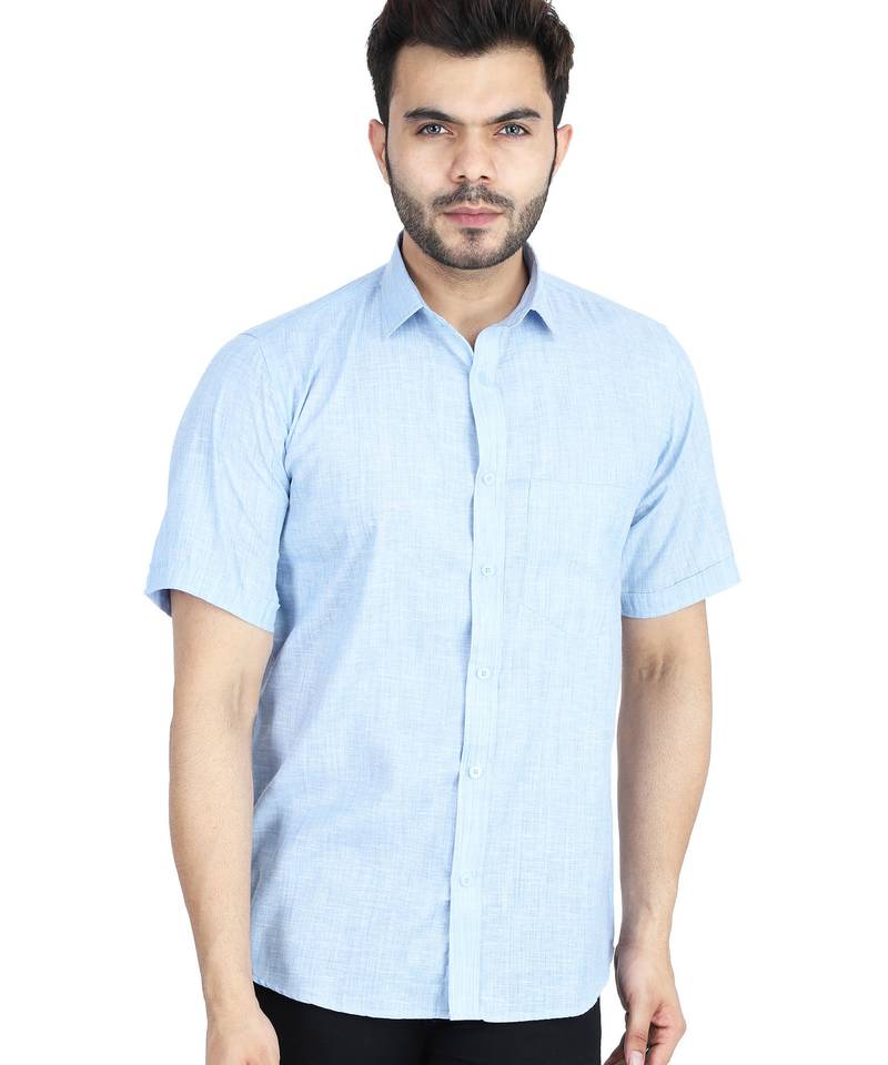 Blue half sleeves casual shirt