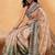Beige printed cotton blend ethnic saree with blouse piece