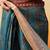 Teal printed cotton blend ethnic saree with blouse piece
