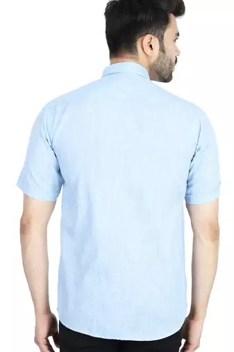 Blue half sleeves casual shirt