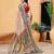 Beige printed cotton blend ethnic saree with blouse piece