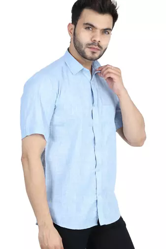 Blue half sleeves casual shirt