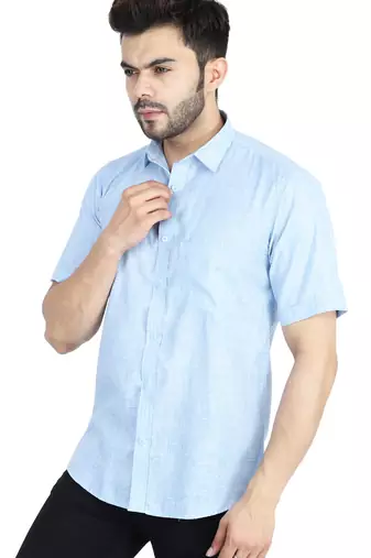 Blue half sleeves casual shirt