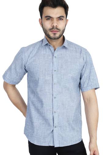 Blue half sleeves casual shirt