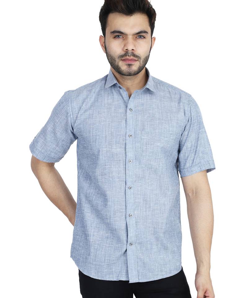 Blue half sleeves casual shirt