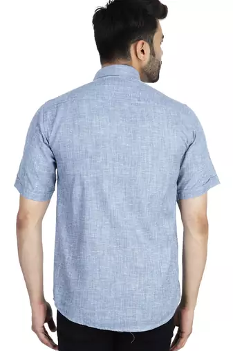 Blue half sleeves casual shirt