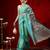 Sea green printed cotton blend ethnic saree with blouse piece