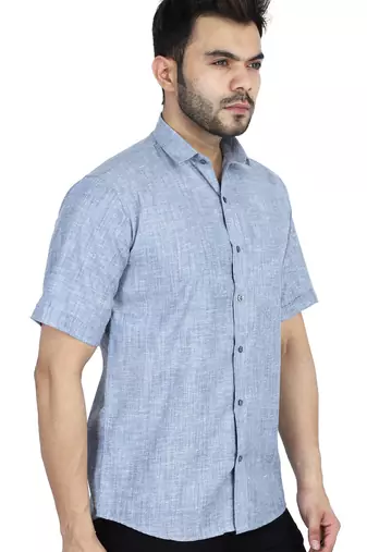 Blue half sleeves casual shirt