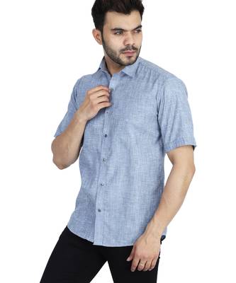 Blue half sleeves casual shirt 4