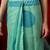 Sea green printed cotton blend ethnic saree with blouse piece