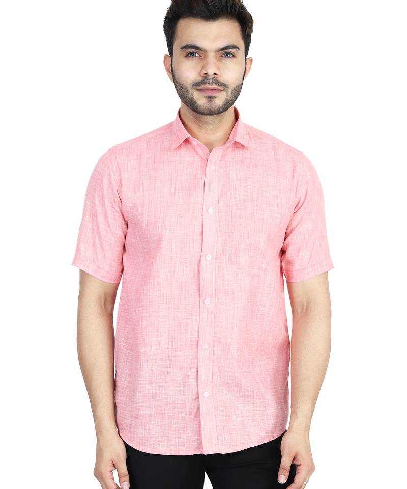 Pink self design casual shirt