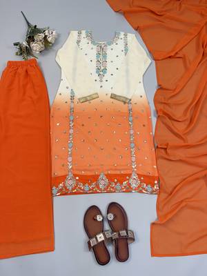 Sequins Work Designer Kurti Set With Dupatta Party Wear Suit Set 3