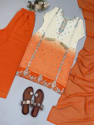 Sequins Work Designer Kurti Set With Dupatta Party Wear Suit Set 4