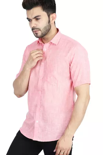 Pink self design casual shirt