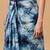 Blue printed cotton blend ethnic saree with blouse piece