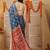 Blue printed cotton blend ethnic saree with blouse piece