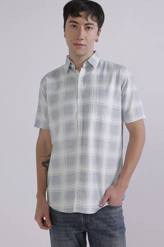 Blue check casual shirt